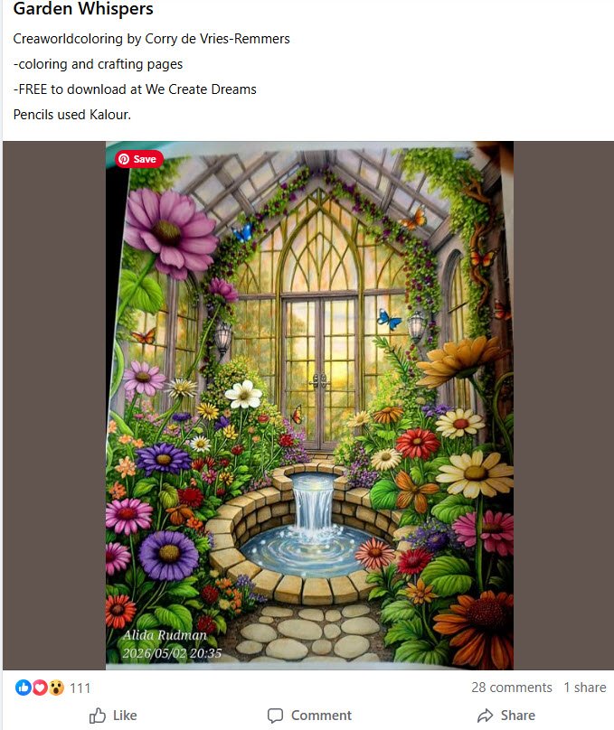 Garden Whispers coloring with atmospheric depth — foreground to background