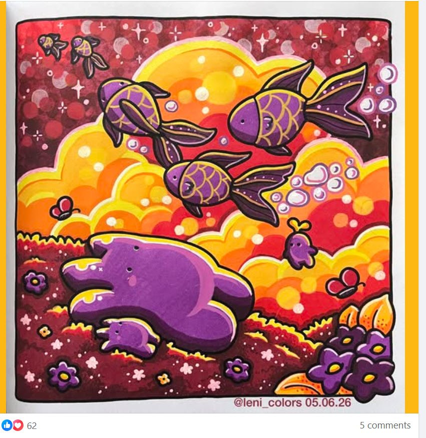Cosmic jelly bubble effect in adult coloring