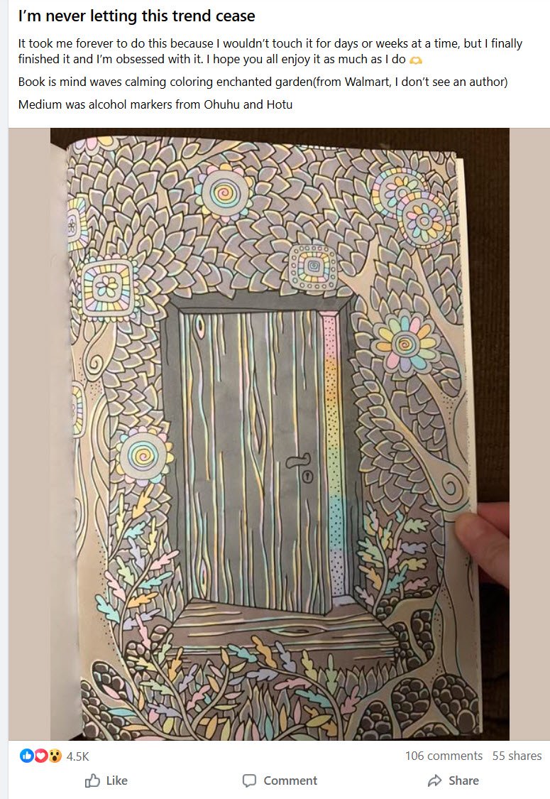 Rainbow greyscale iridescent effect in adult coloring — trending technique