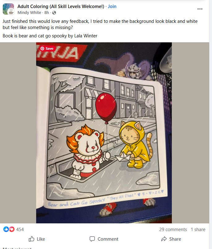 Spot lighting effect in adult coloring — monochrome with single color highlight