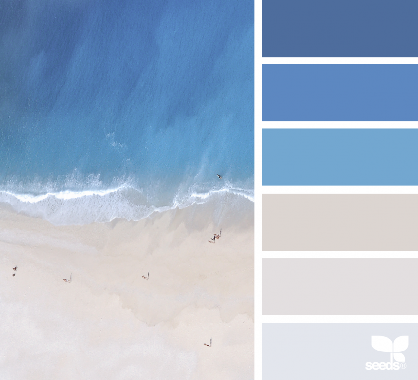 Deep Seas palette — rich blues and soft sandy tones