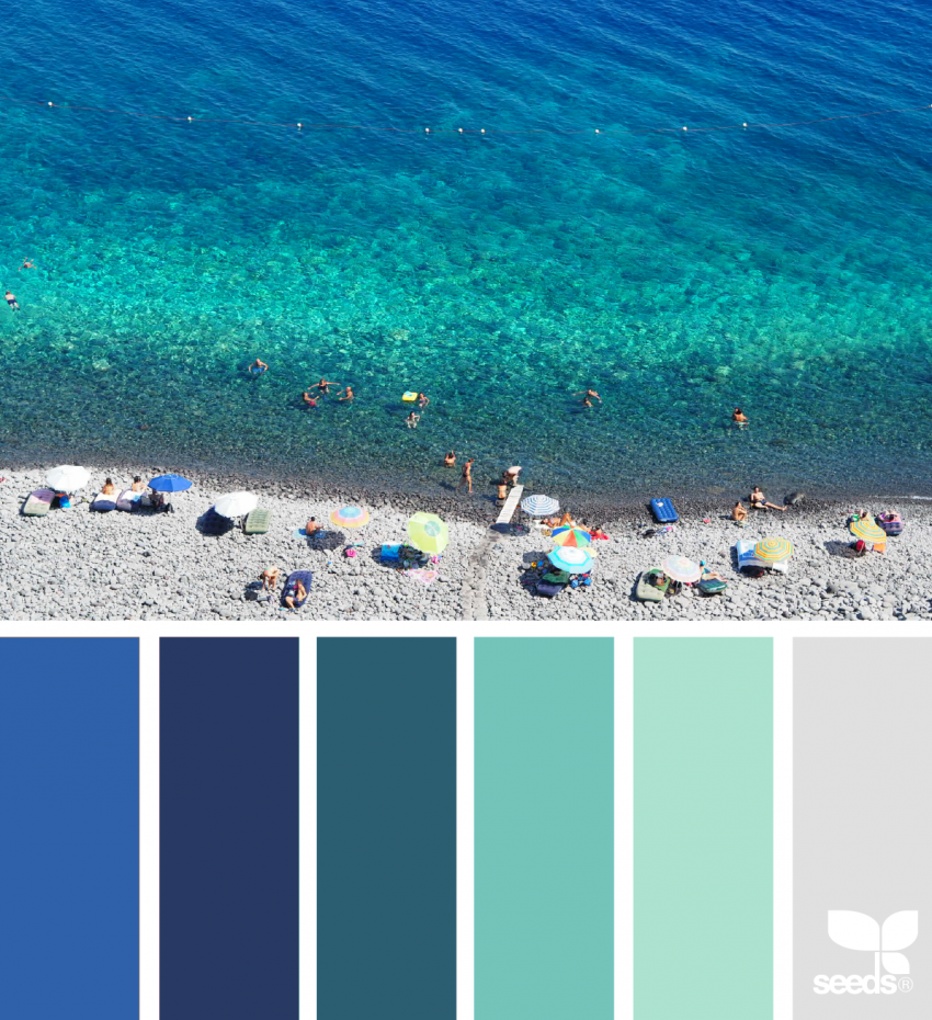 Coastal Dream palette — soft blues, stone neutrals, and muted coastal tones
