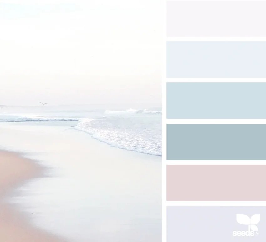 Calming Coast palette — soft blues, pale purples, and gentle pinks
