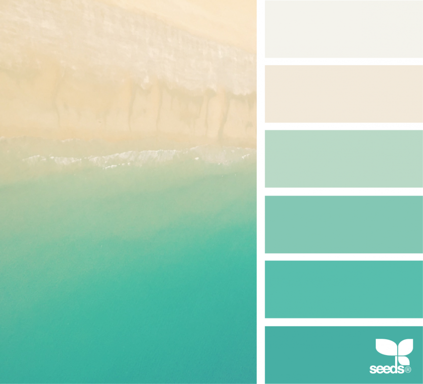 Perfectly Pristine palette — sandy neutrals fading into deep aqua