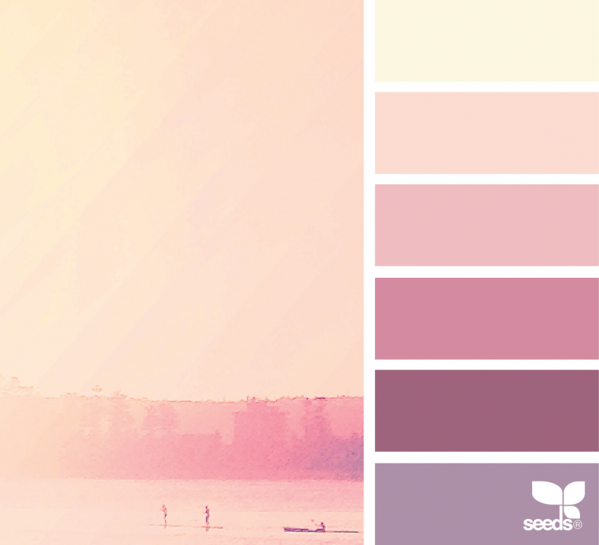 Sunset Bloom palette — peach, pink, and soft purple