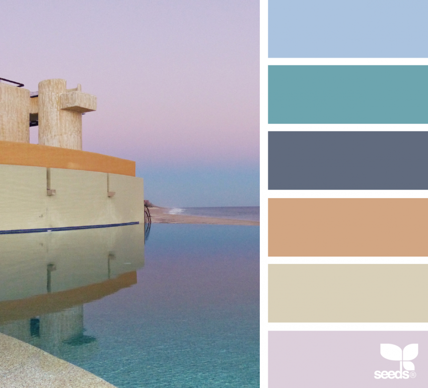 Island Escape palette — sunset pinks, calm blues, and earthy neutrals