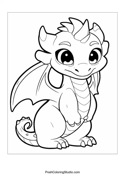 A baby dragon with a happy expression and tiny wings.