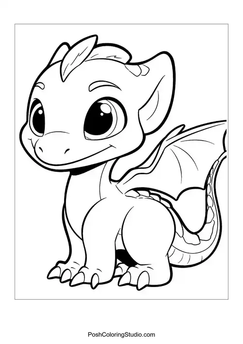 A baby dragon with a playful look and small wings.