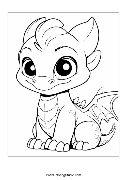 A baby dragon with a happy face and tiny wings.