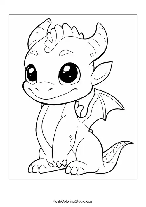 A baby dragon with a charming smile and tiny spikes.