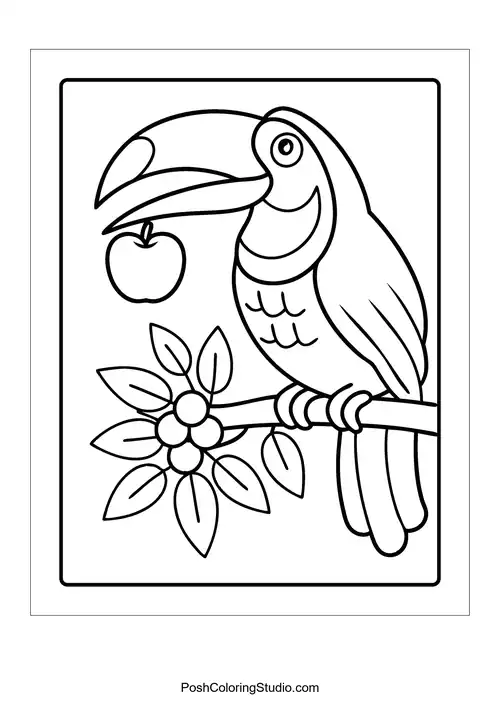 A bird with a curly tail sitting on a branch.