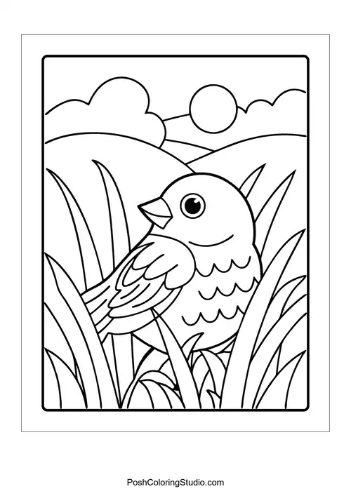 A bird perched on a branch with a flower.
