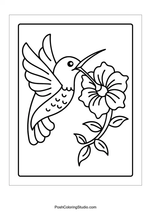 A hummingbird hovering near a flower.