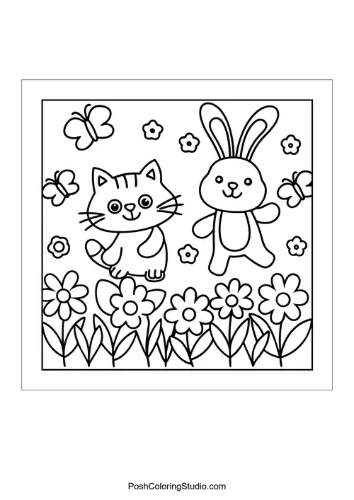 Bold Easy Cat Coloring Pages sample thumbnail