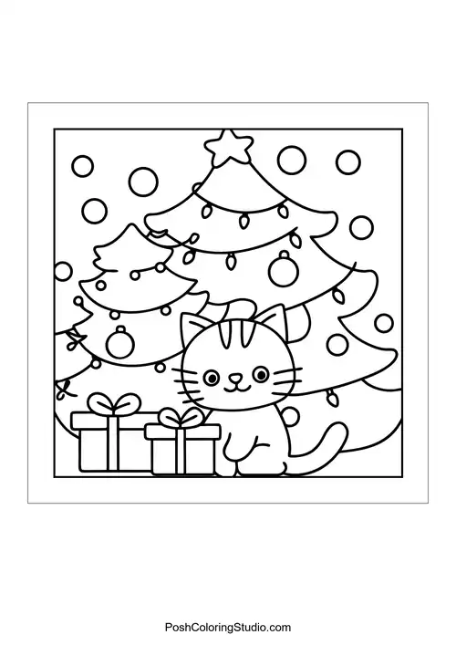 A cat on a cloud with hearts and stars.