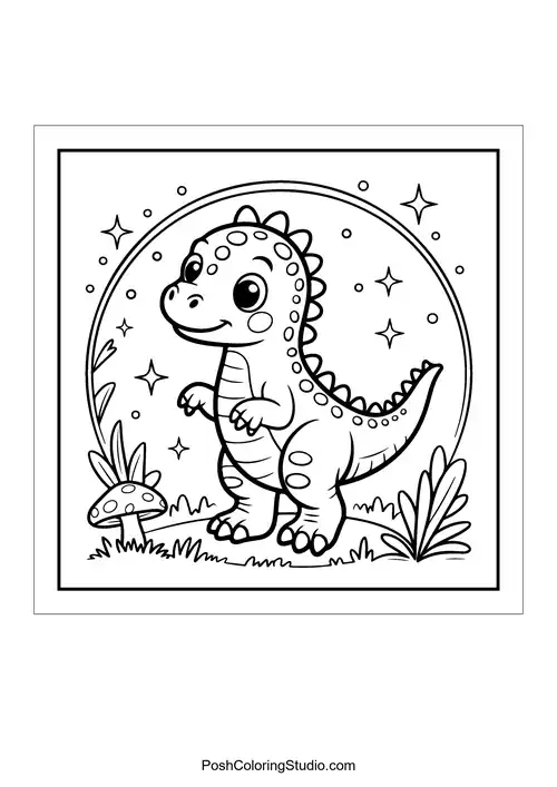 Bold Easy Cute Dinosaur Coloring Pages sample thumbnail