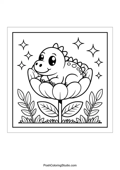A dinosaur standing on a cake with a candy nearby.
