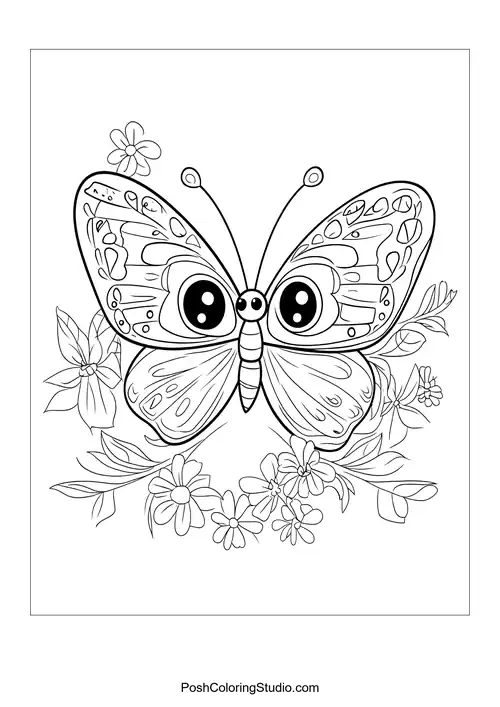 A butterfly with intricate patterns rests on a flower.