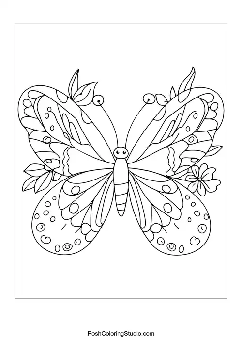 A butterfly with intricate designs rests on a flower.