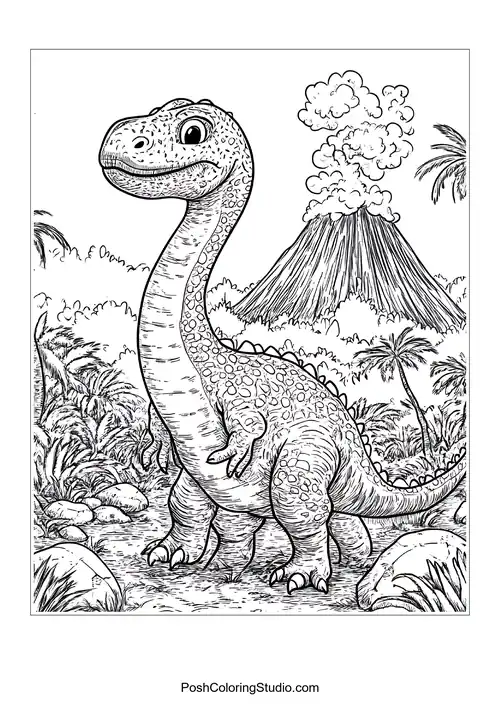 A dinosaur with a long neck standing proudly.
