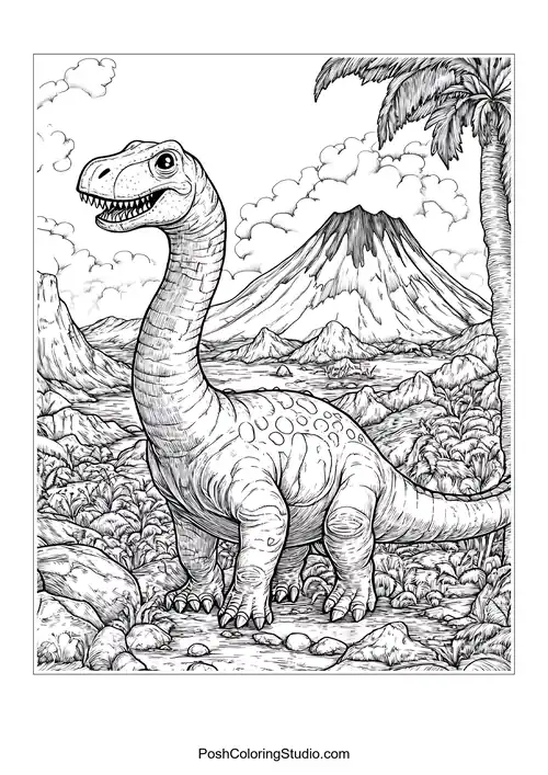 A dinosaur with a long neck in a natural setting.