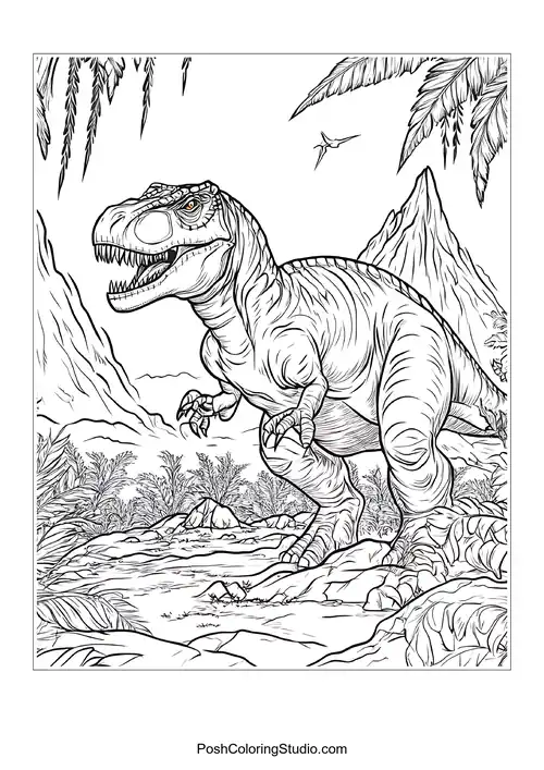 A dinosaur with a long neck and a confident stance.