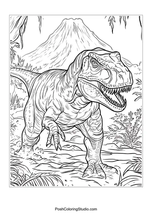 A dinosaur with a long neck in a vibrant environment.