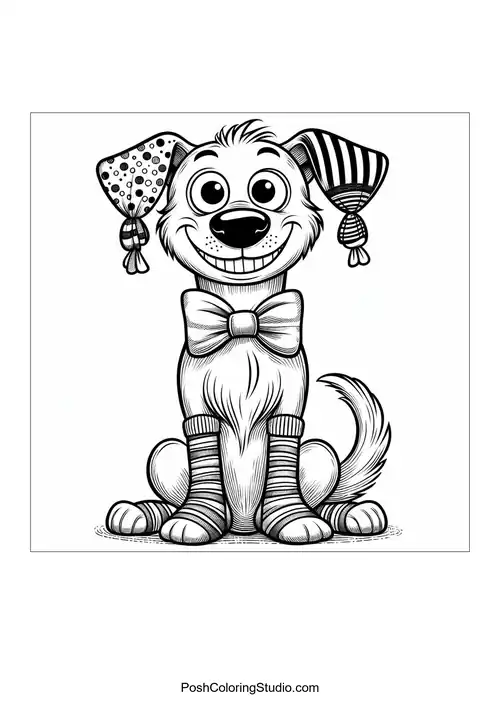 A dog wearing a bowtie and socks, looking stylish.