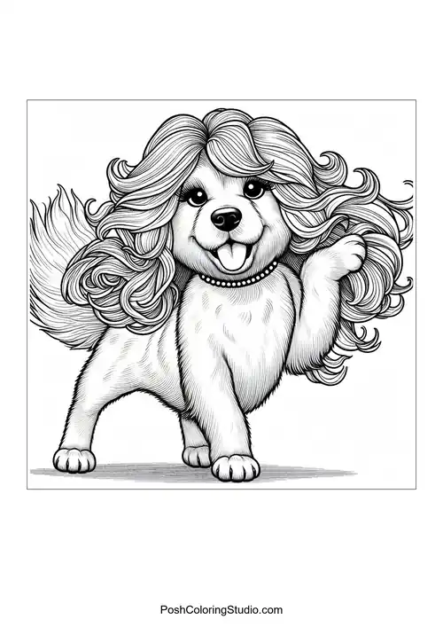A fluffy dog with long hair waving its paw in greeting.