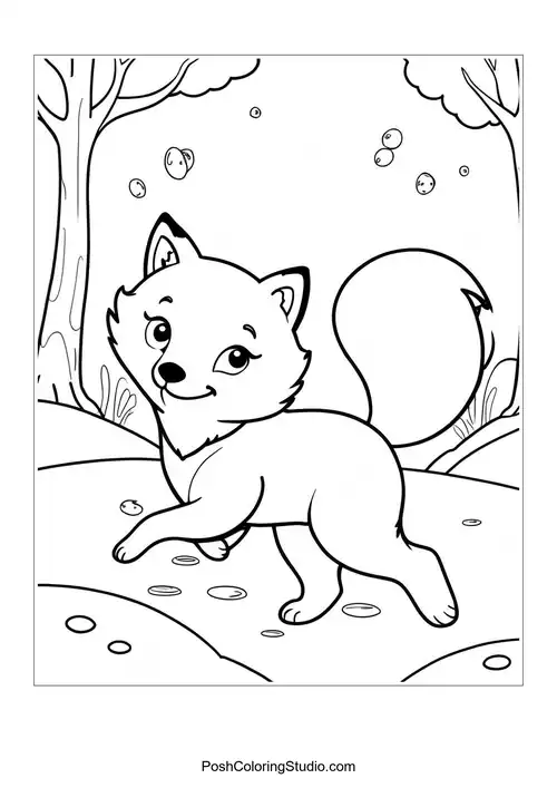 A fox running with a football in its paws.