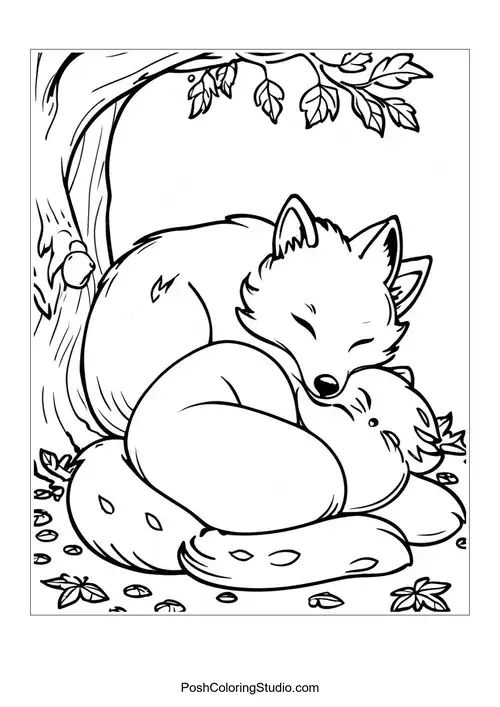 A fox walking through a forest path.