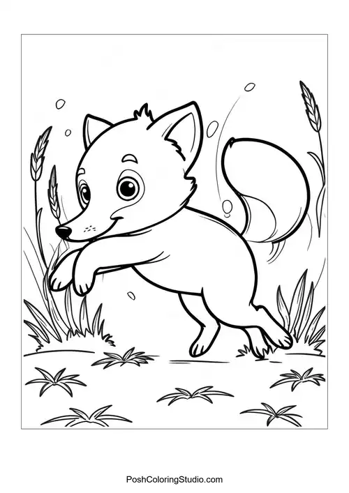 A fox standing in a puddle during the rain.