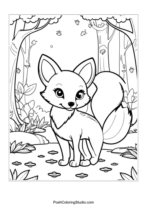 A fox standing proudly in a field of flowers.
