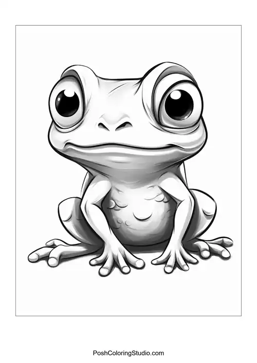 A frog sits on a mushroom with a whimsical pose.