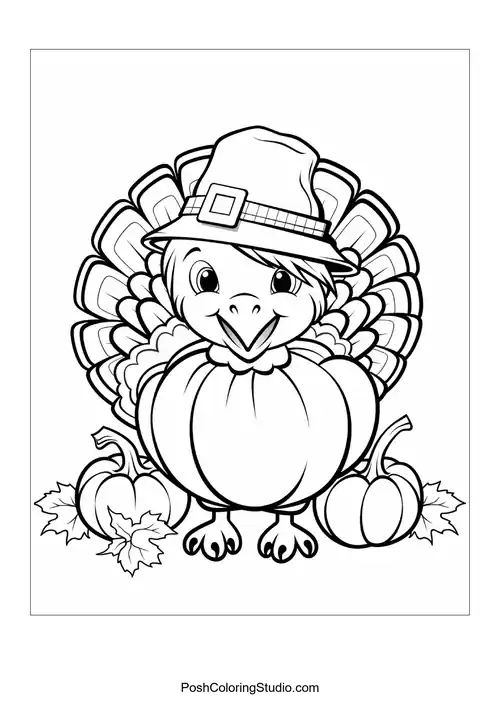 A turkey with a big smile and fluffy feathers.