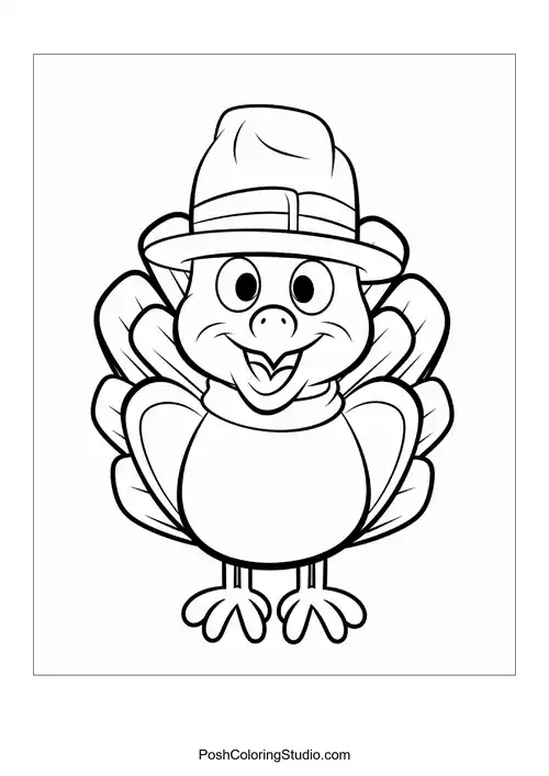 A turkey with a big smile and fluffy feathers.
