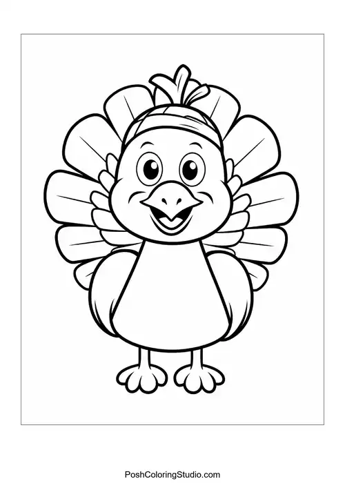 A turkey with a playful expression and hat.
