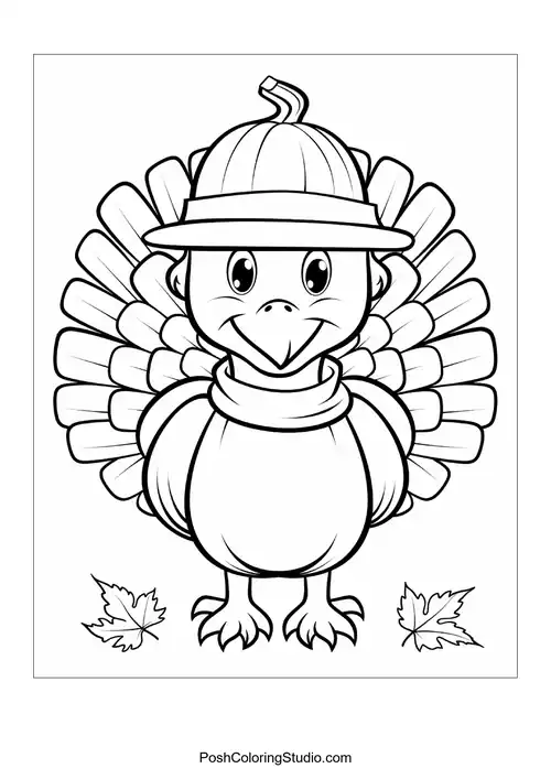 A turkey with a playful expression and hat.