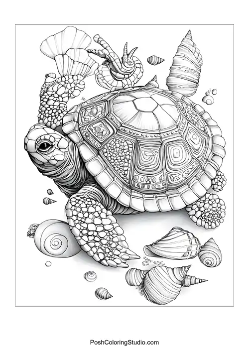 A turtle walking through a garden with vegetables.