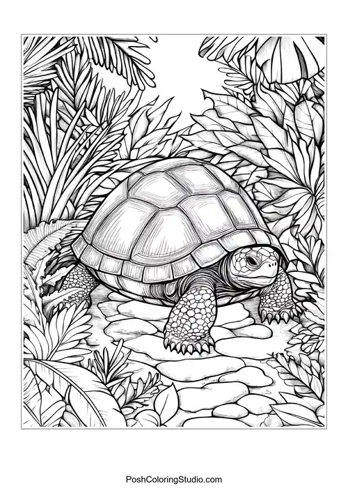 A turtle gazing at a starry sky with shooting stars.