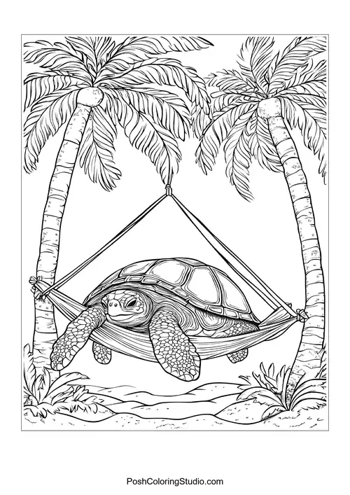 A turtle walking through a forest with a backpack.