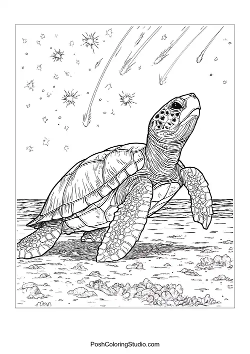 A turtle basking on a rock with a river in the background.