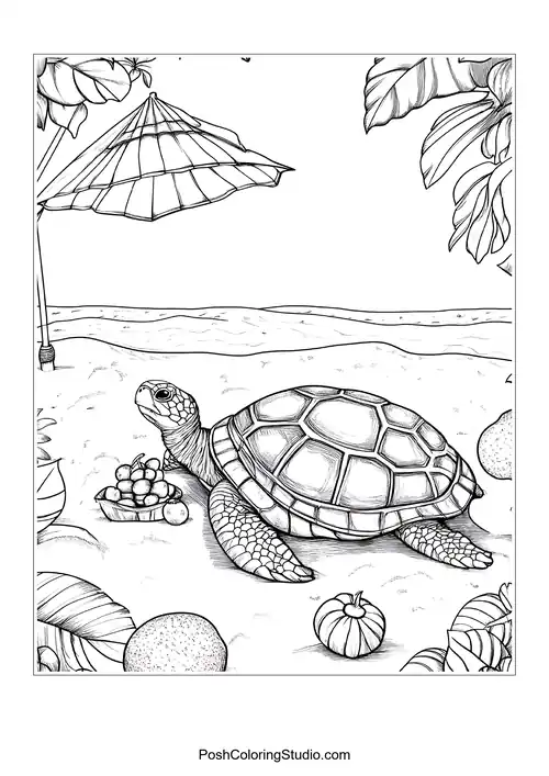 A turtle walking through a garden with vegetables.