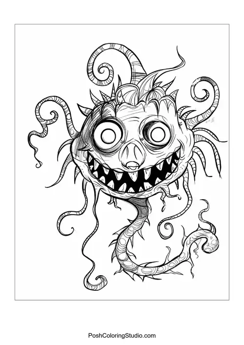 A monster with a round body and a wide grin stands proudly.