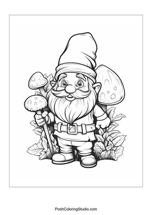 Cute Gnomes Coloring Pages sample thumbnail