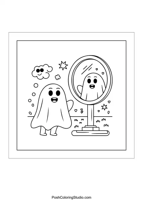 A ghost with a skeleton friend in a graveyard.