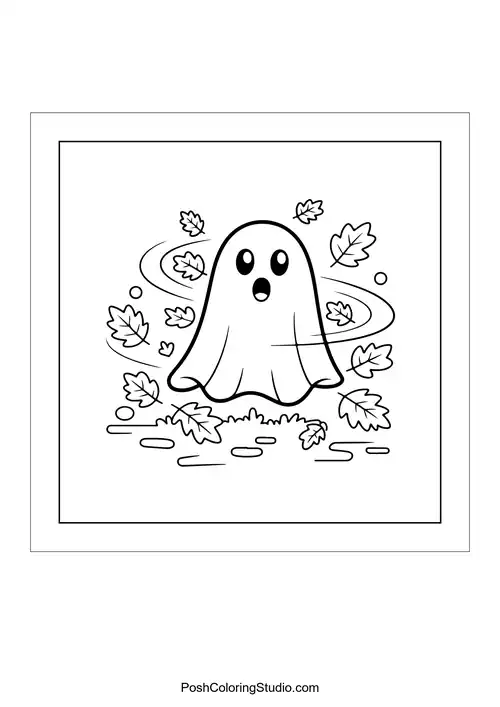 A ghost smiling in front of a fence on a sunny day.