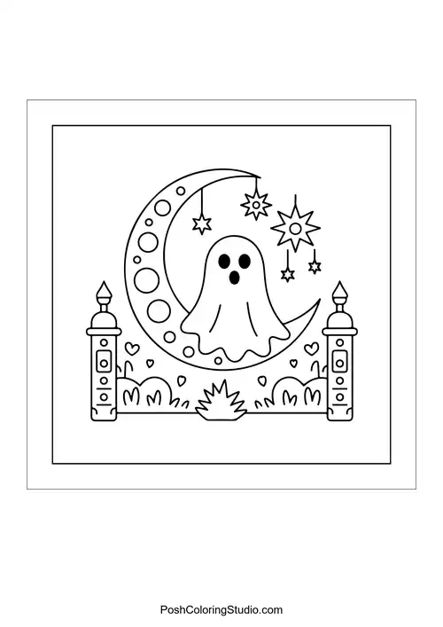 A ghost wrapped in vines with stars around.