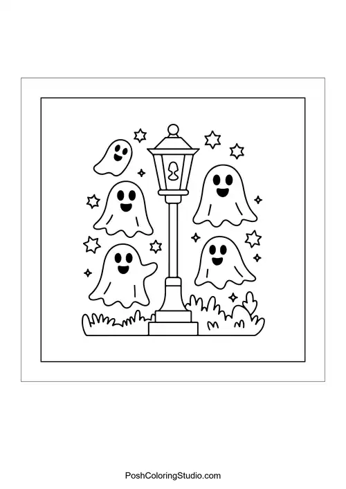 A ghost with a skeleton friend in a graveyard.