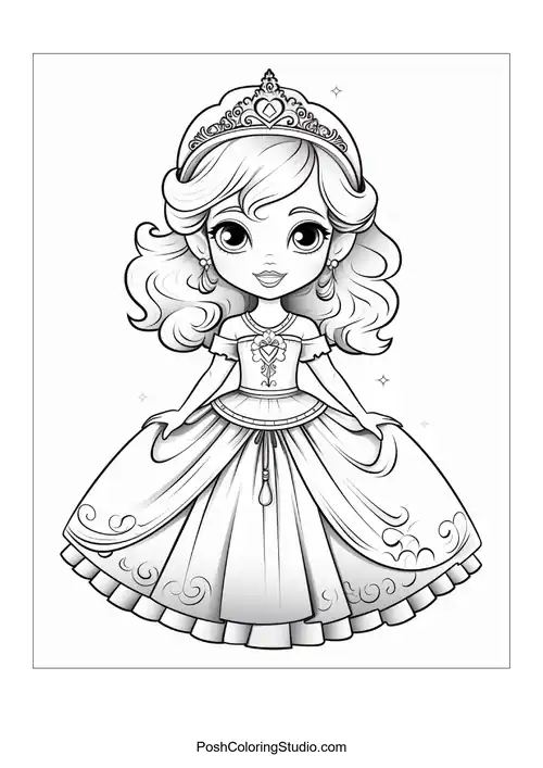 A princess with a bouquet in a beautifully styled gown.
